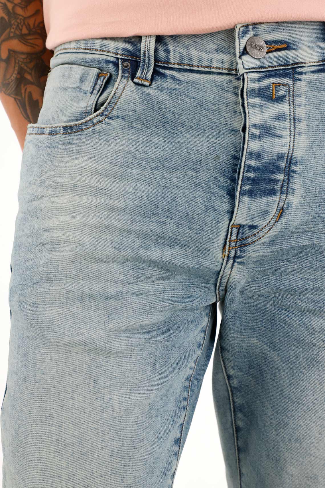 Men's Super Skinny Mid-Rise Jeans with 3D Wrinkles - Image 3