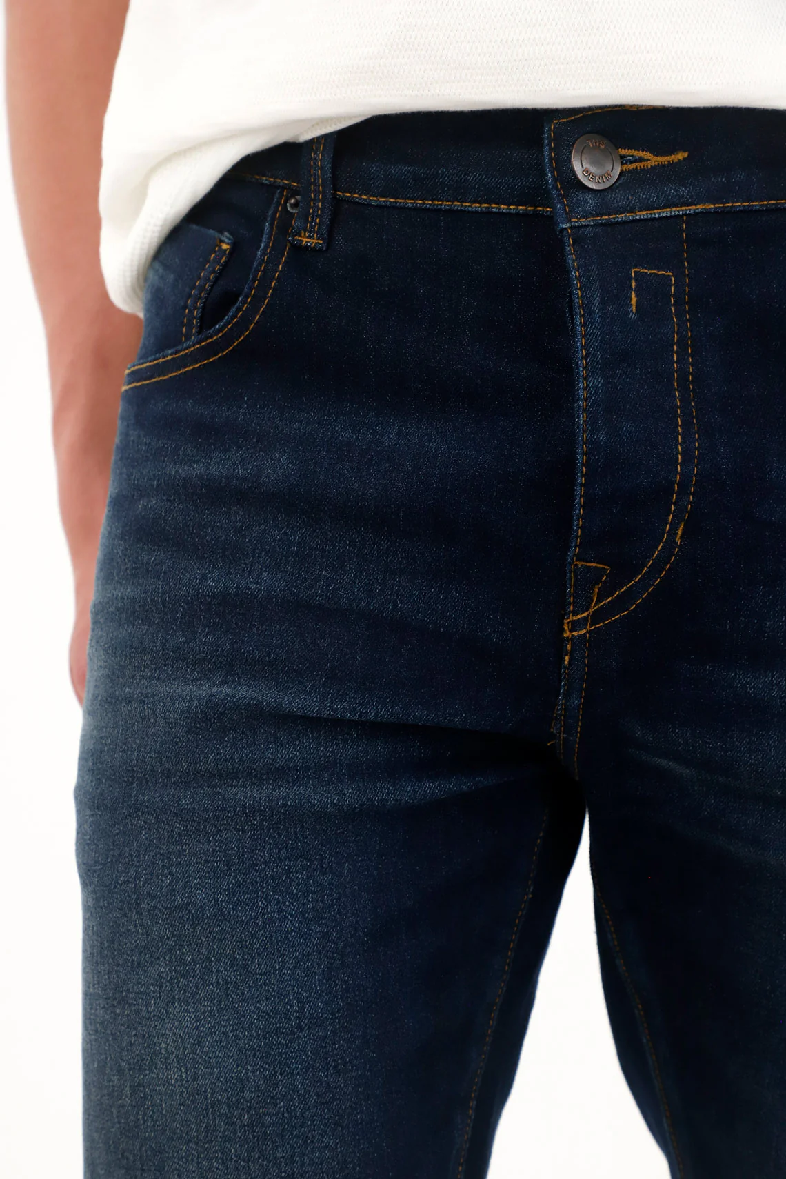 Men's Dark Blue Medium Rise Super Skinny Jeans - Image 3