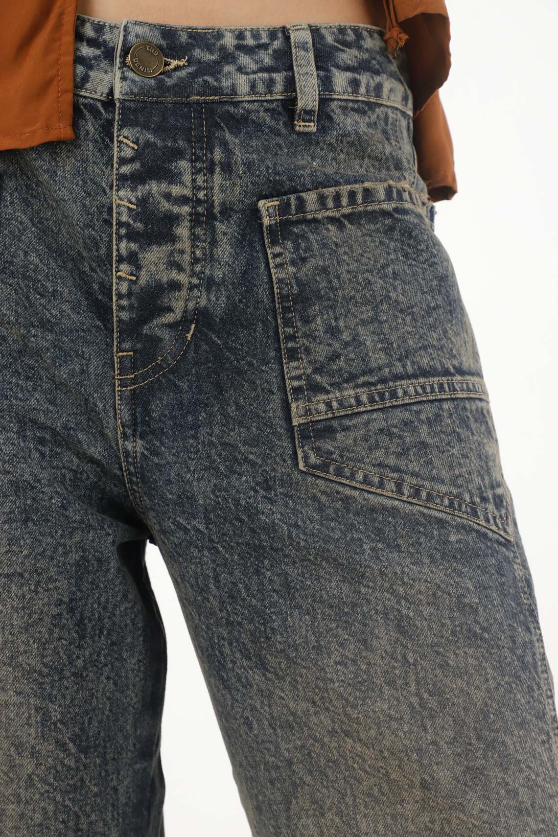 Women's Blue Low Rise Horseshoe Jeans - Image 3