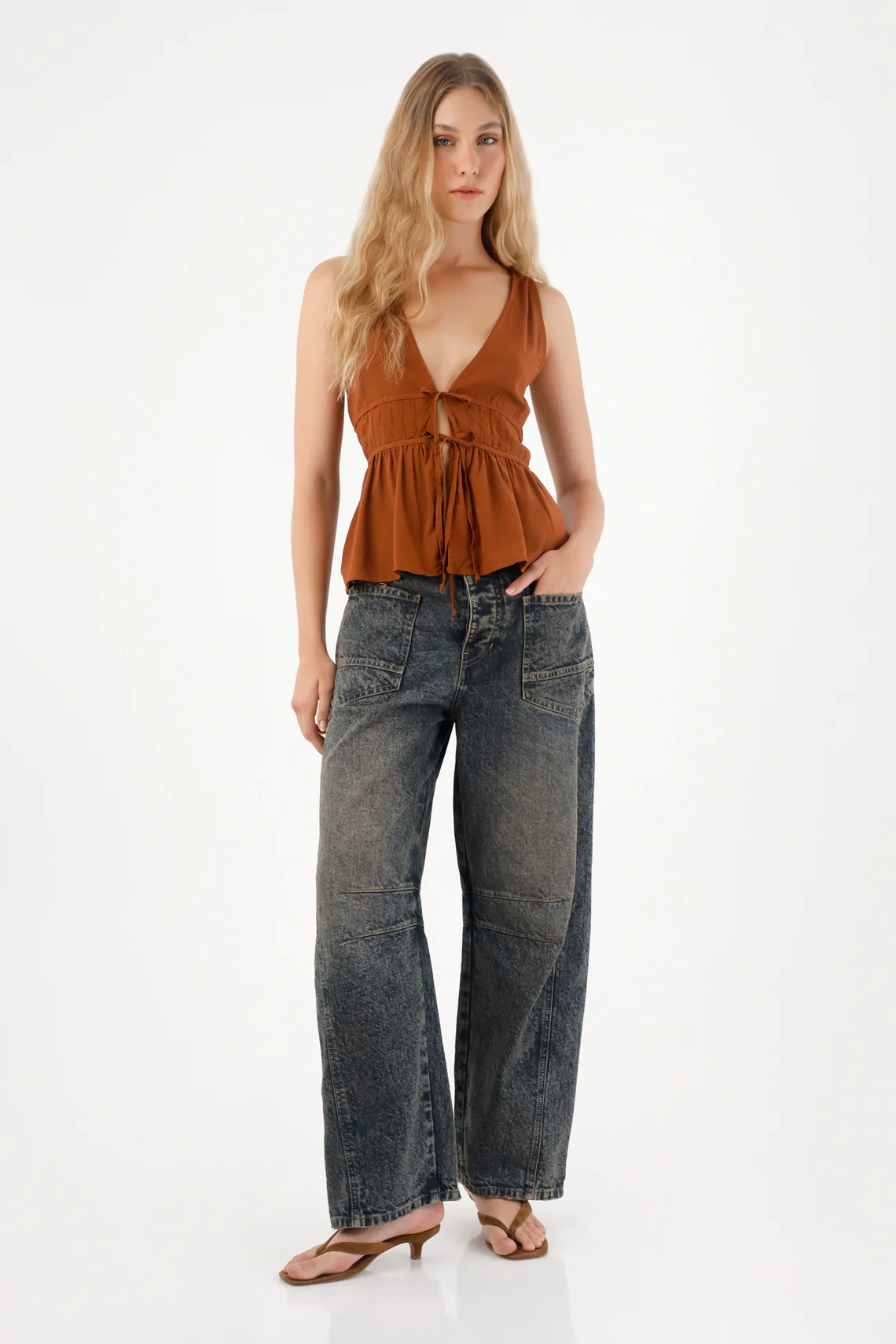 Women's Blue Low Rise Horseshoe Jeans - Image 4