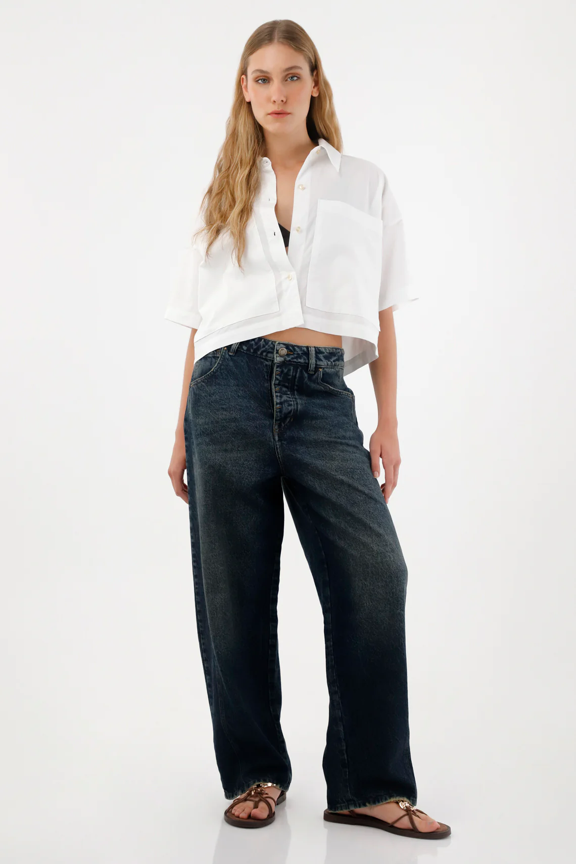 Dark Tone Horseshoe Jeans for Women - Image 2