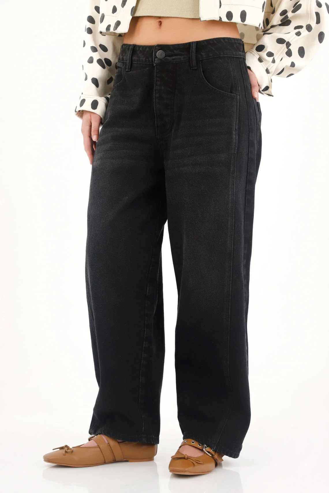 Black low rise Horseshoe jeans for women - Image 2