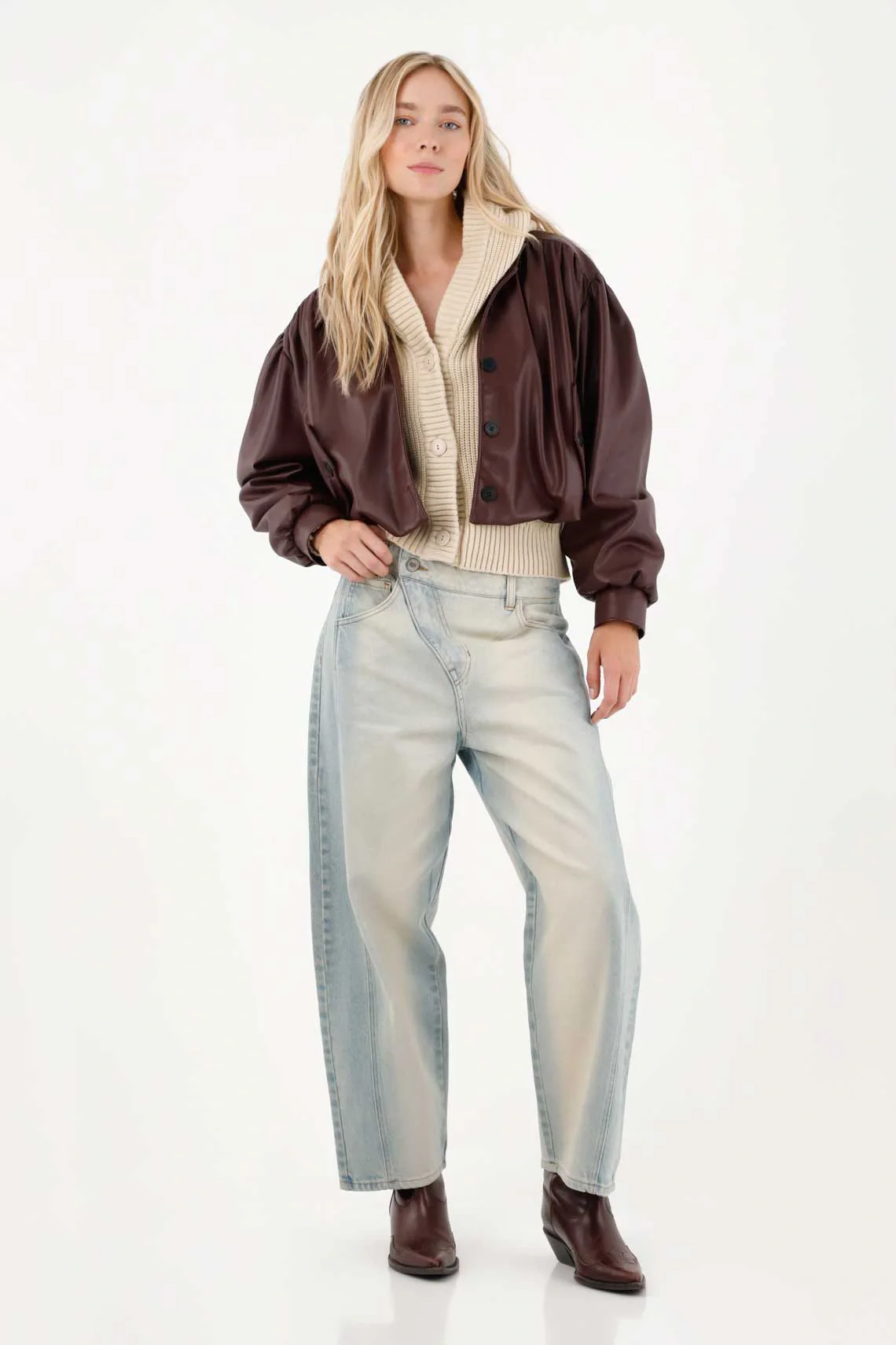 Straight Jeans with Resin Effect for Women