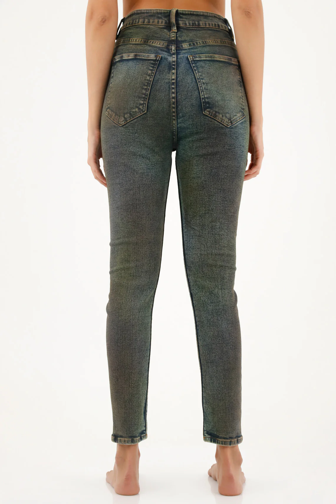 Women's Blue Iridescent Effect Jeans - Image 4