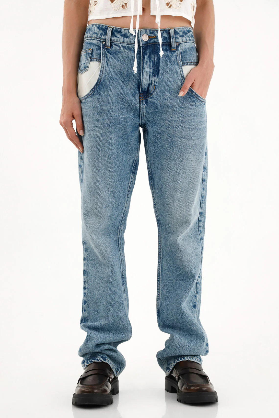 High-Waisted Straight Leg Jeans for Women in Blue - Image 2
