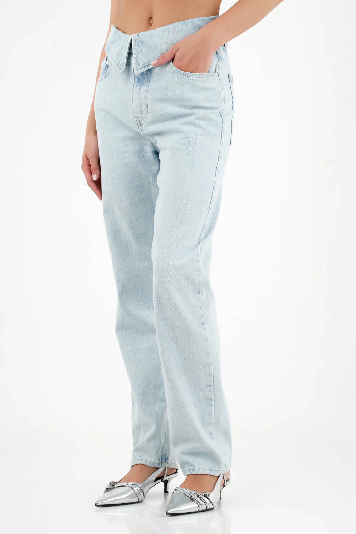 Women's Cuffed Waist Blue Jeans - Image 2