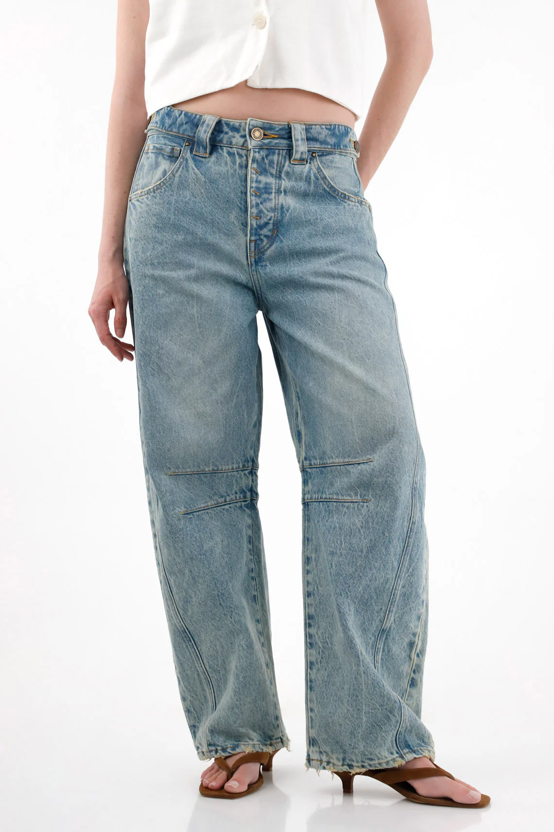 Women's Horseshoe Jeans with Decorative Strap