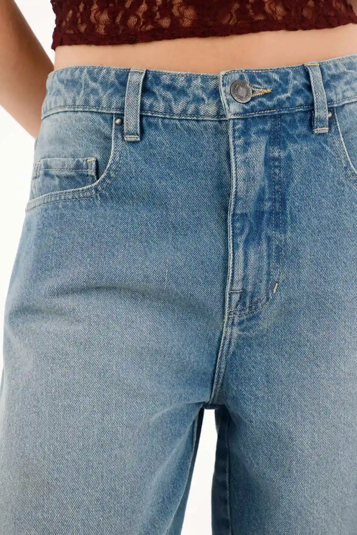 Mid Rise Blue Jorts for Women - Image 5