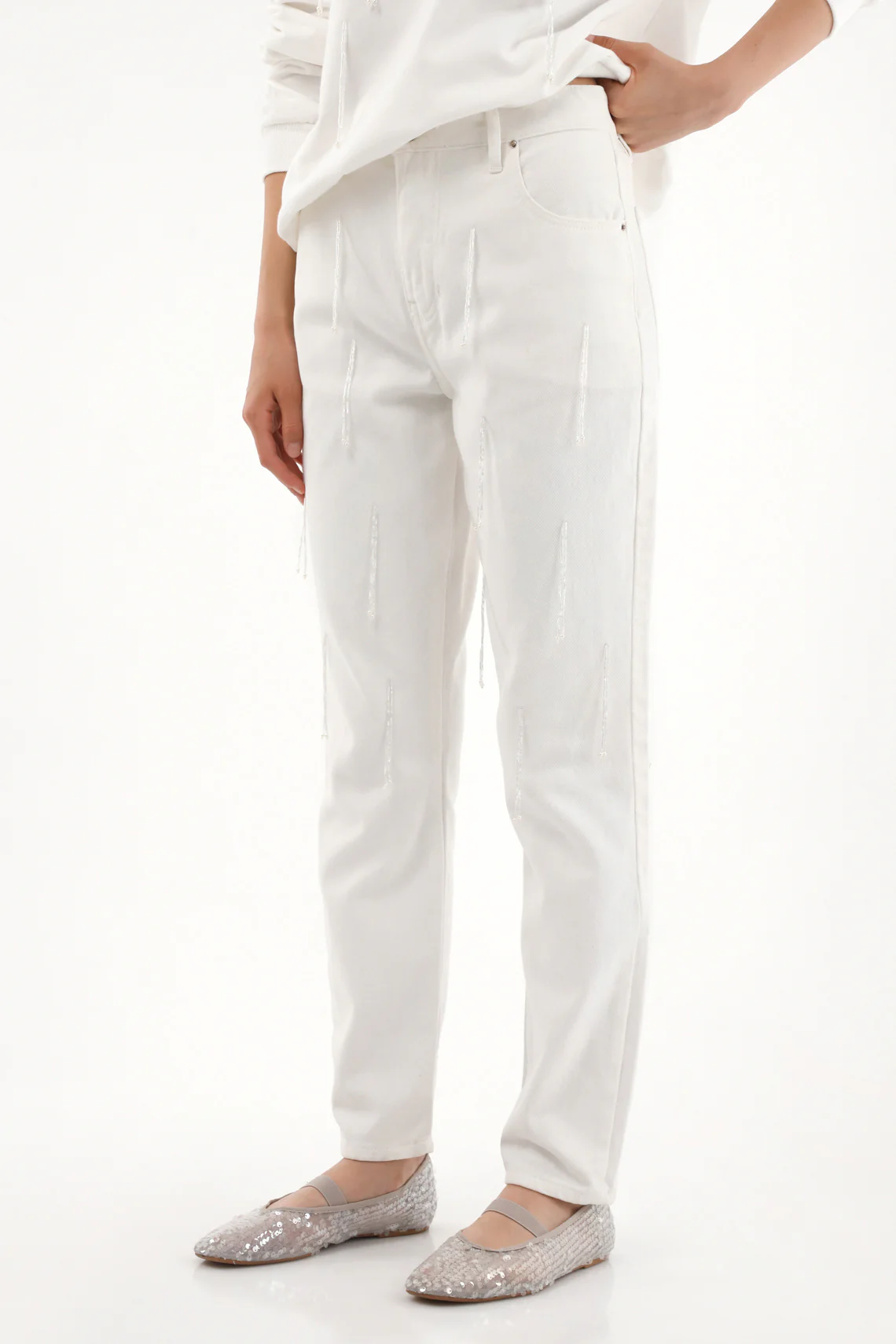Women's High-Rise Mom Jeans in Raw Denim - Image 2