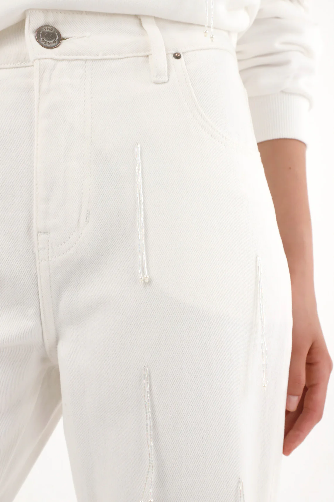 Women's High-Rise Mom Jeans in Raw Denim - Image 3