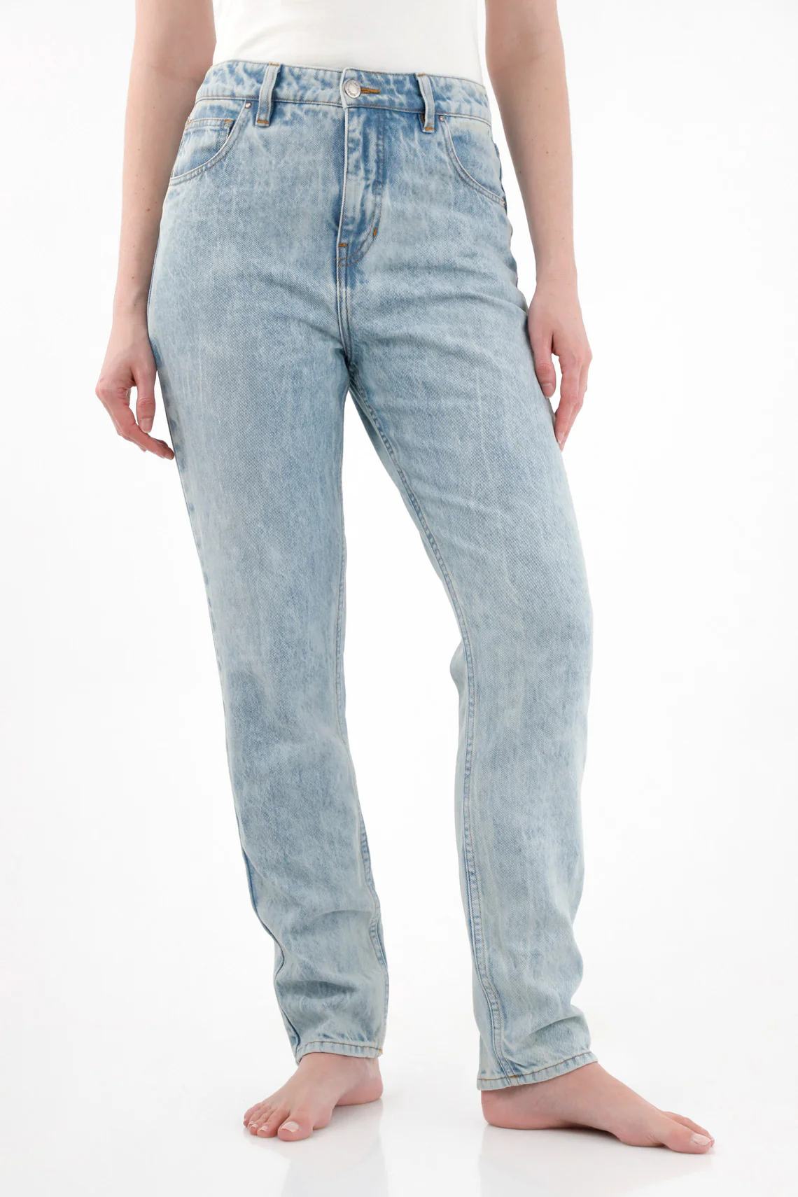 Women's Light Blue 100% Cotton Mom Jeans