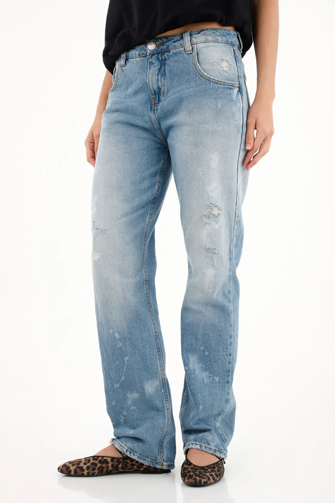 Women's White Pigment Straight Leg Jeans - Image 2