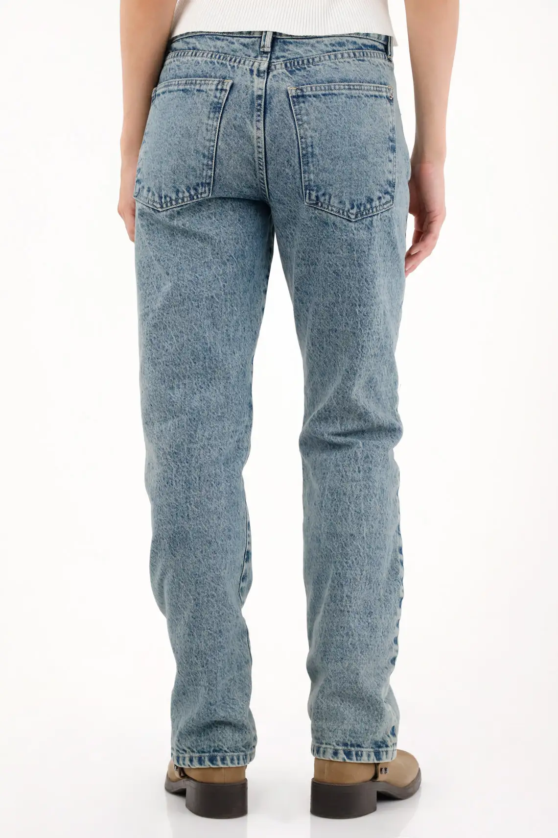 Straight Jeans with White Pigment Drops for Women - Image 4