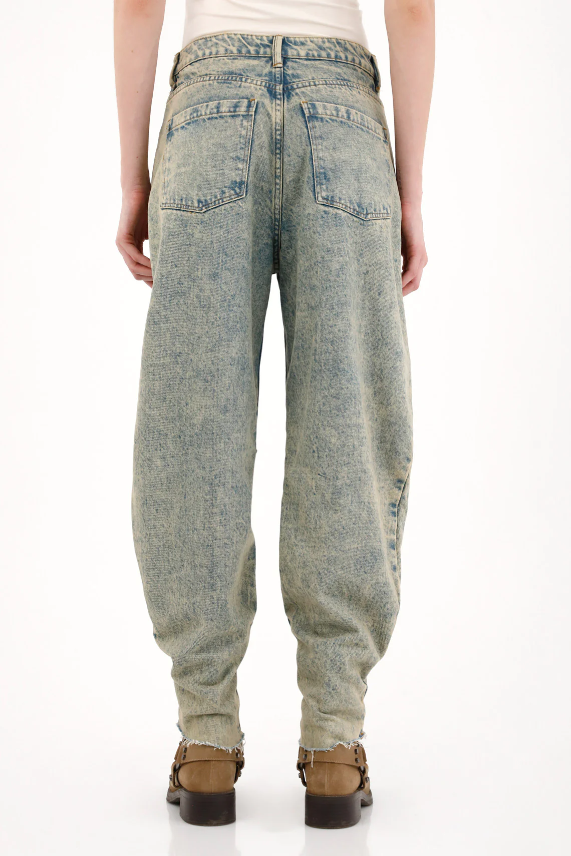 Women's Blue Slouchy Jeans with Double Waistband - Image 6