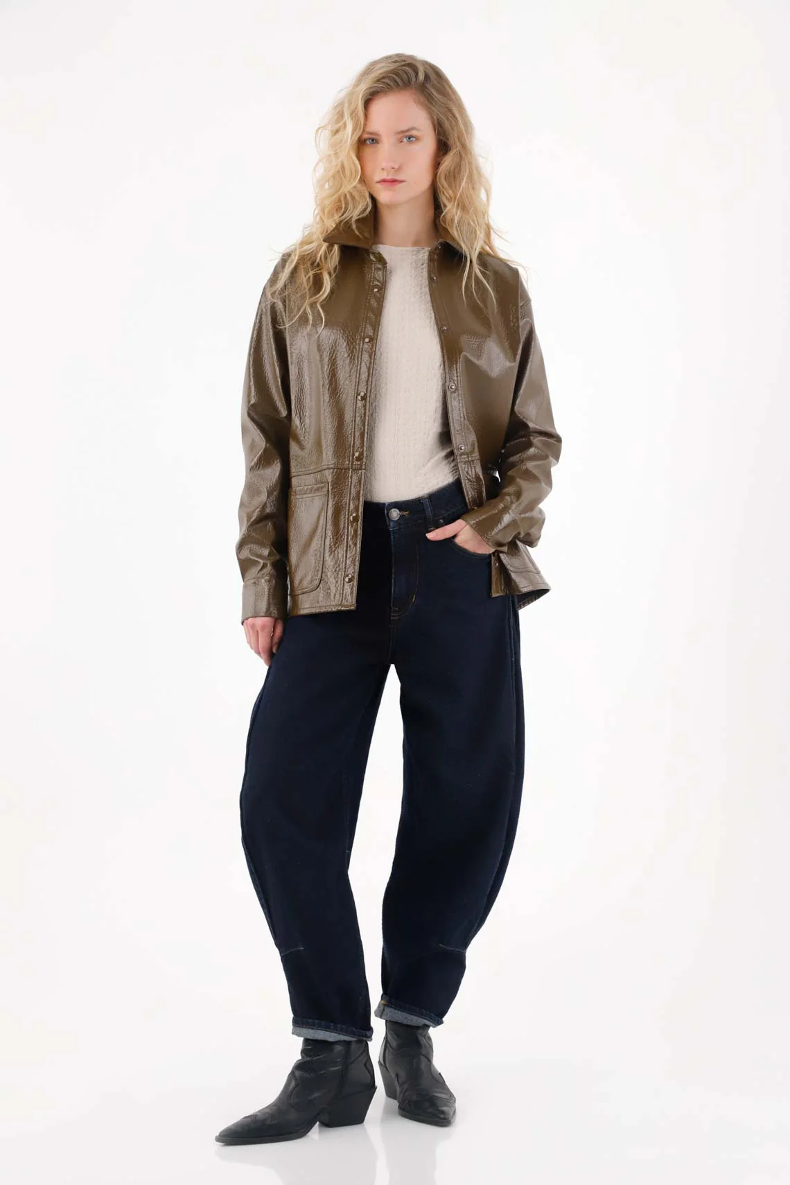 Slouchy Jeans with Decorative Press in Blue for Women