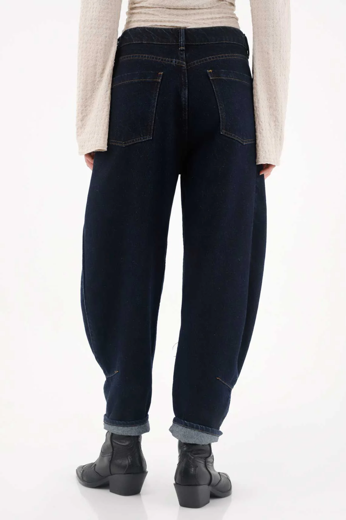Slouchy Jeans with Decorative Press in Blue for Women - Image 4