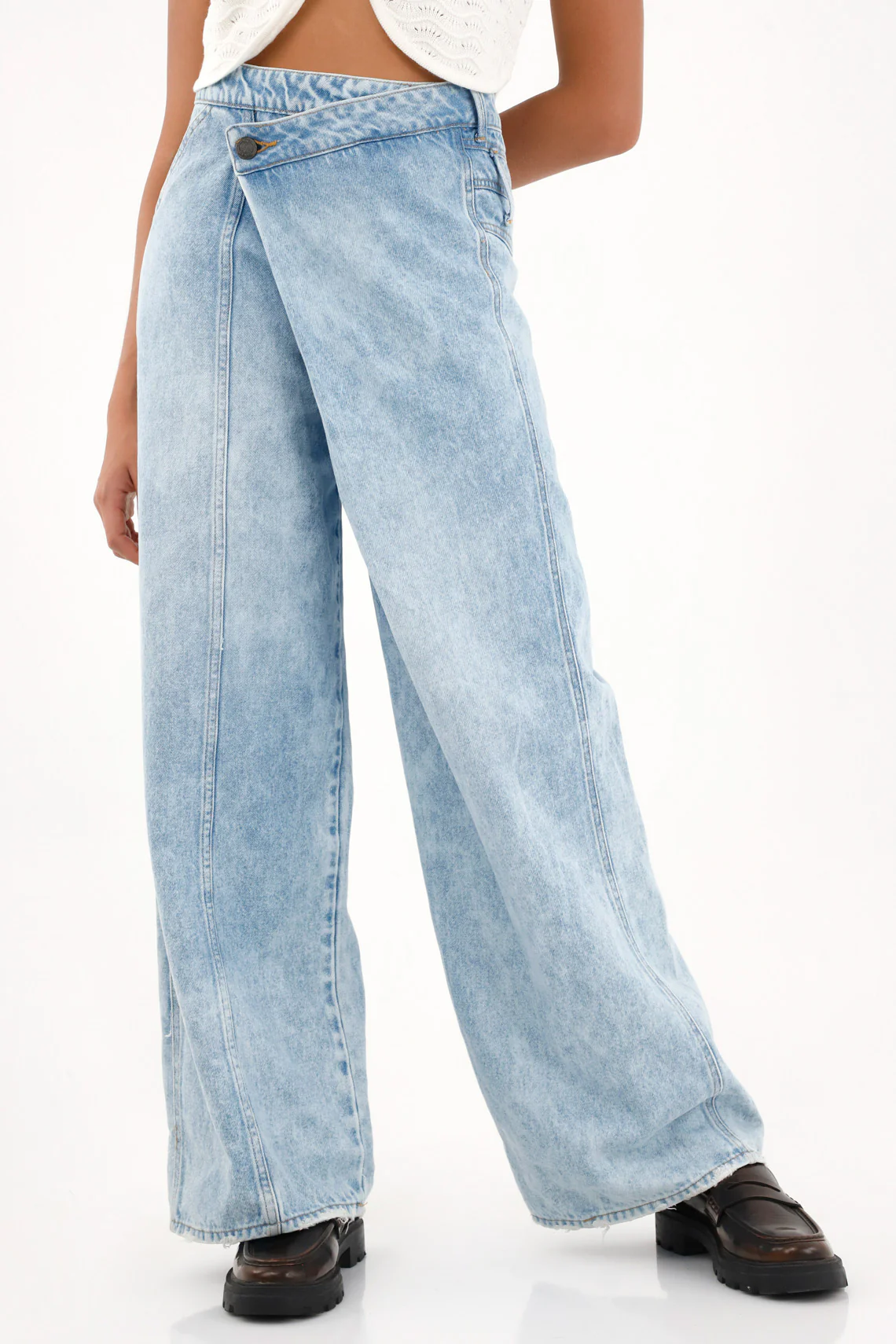 Women's Asymmetrical Low Rise Wide Leg Jeans - Image 2