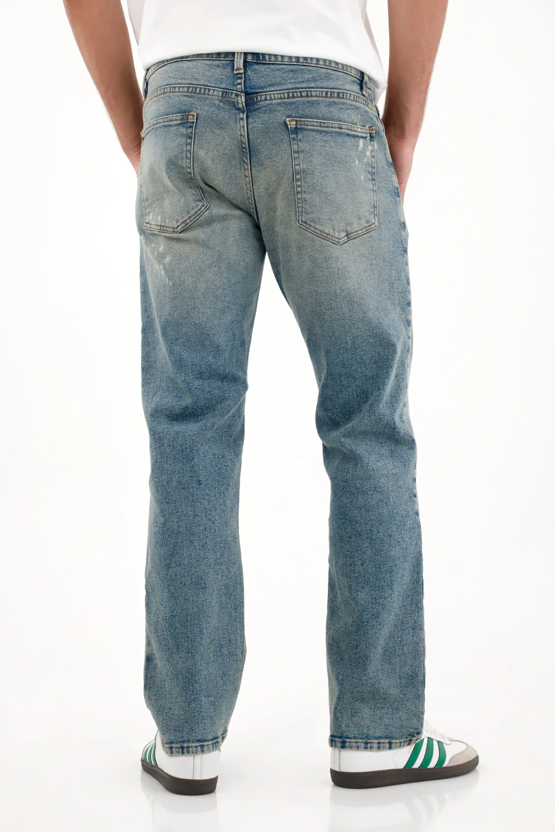Straight Jeans with Blue Splash Effect for Men - Image 2