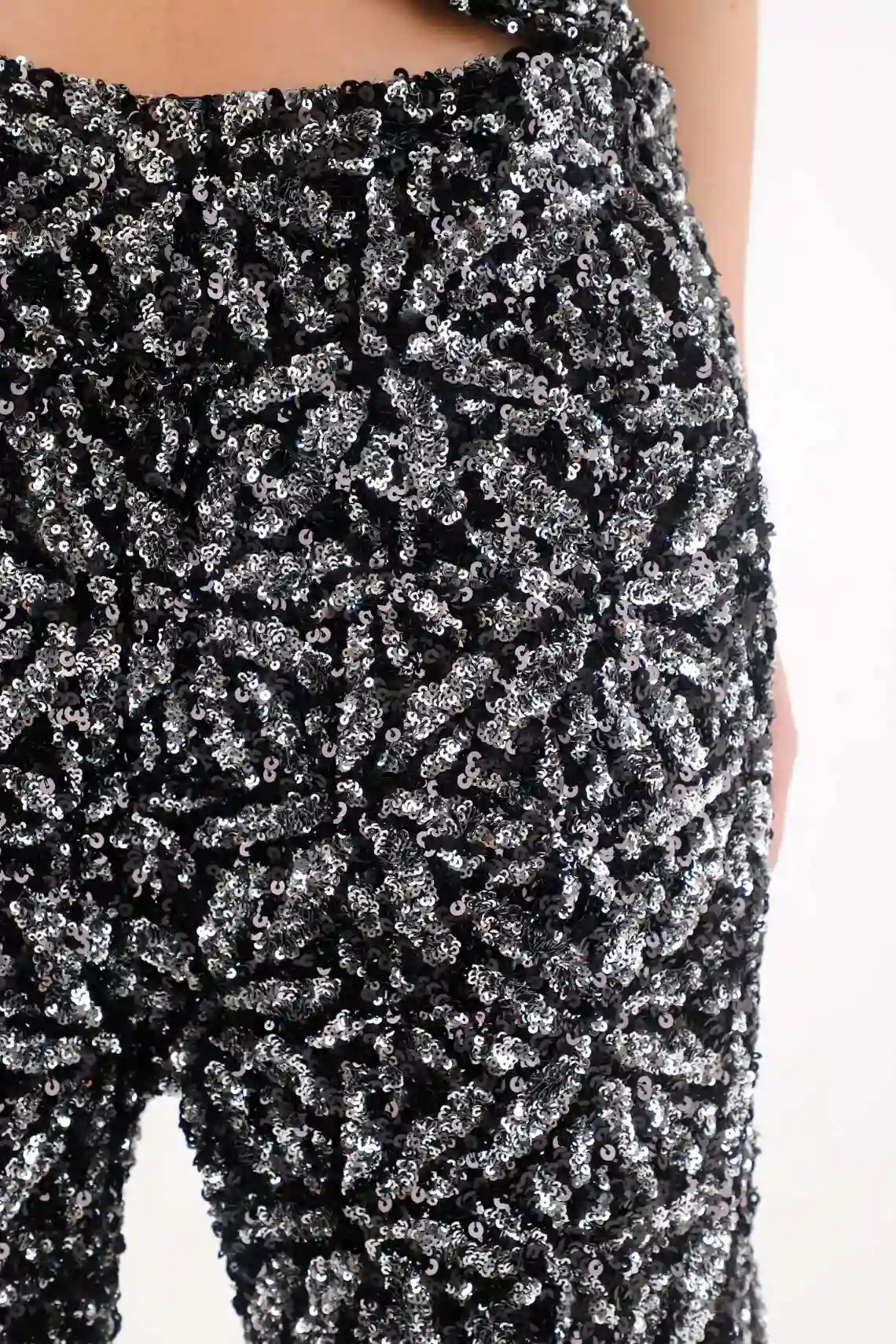 Black Sequin Jogger Pants for Women - Image 3