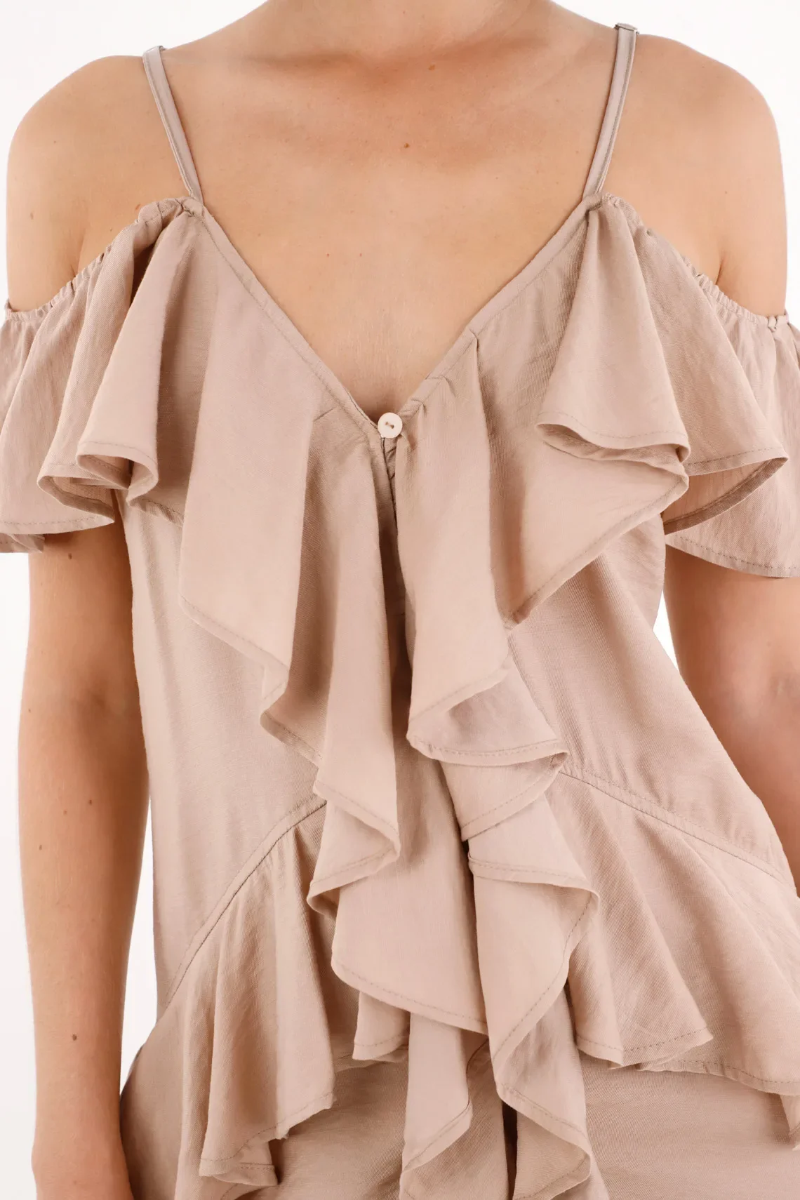Long Dress with Ruffles Off-White for Women - Image 4