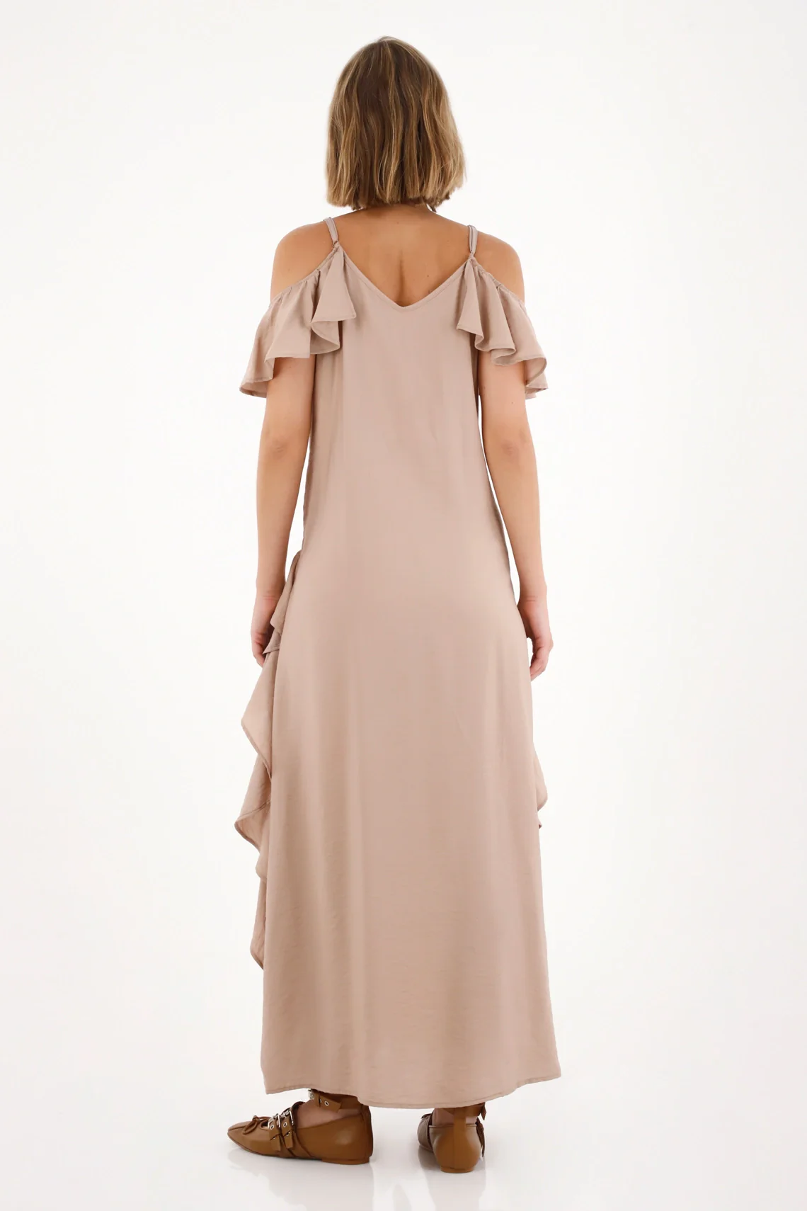Long Dress with Ruffles Off-White for Women - Image 5