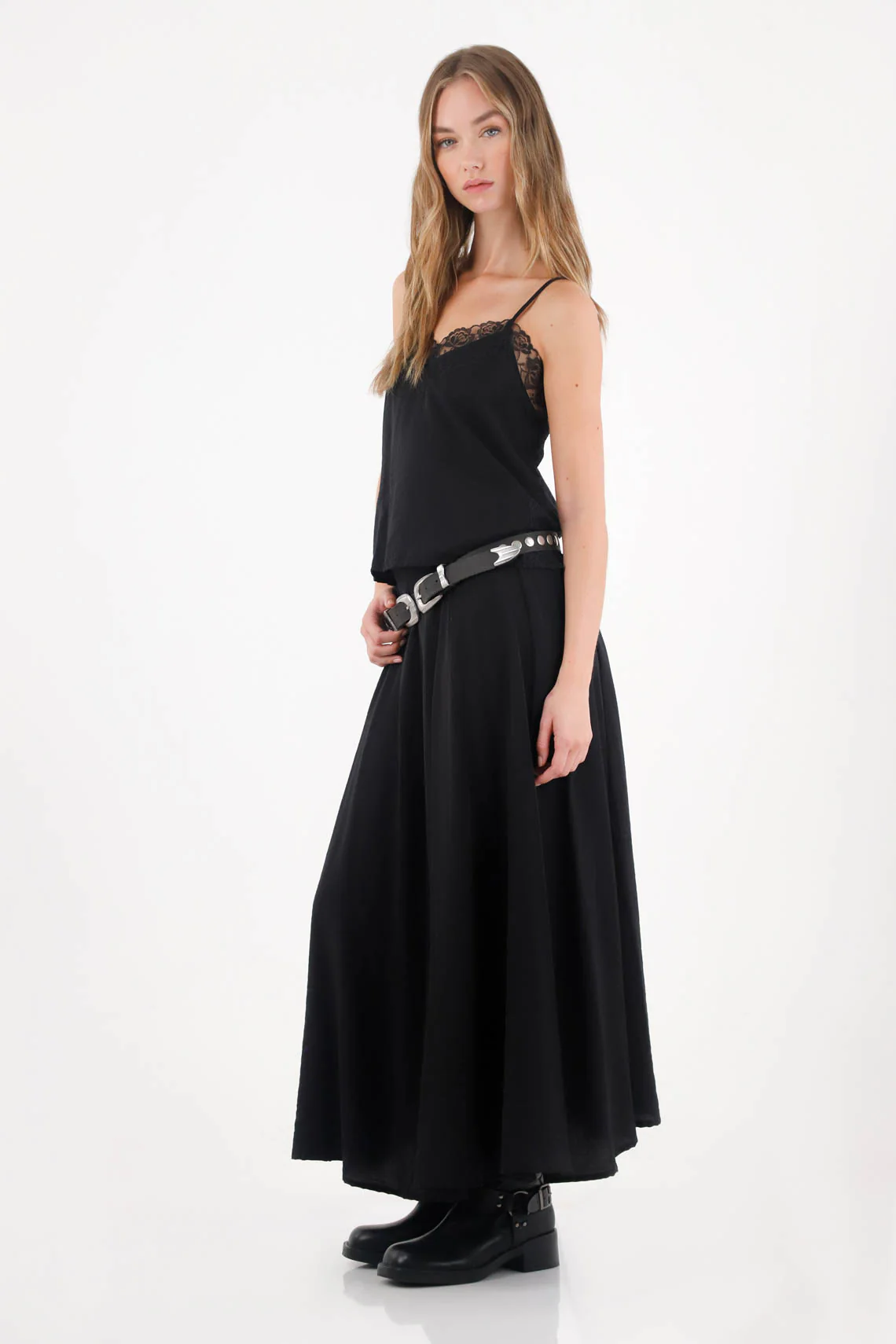 Long black flowy skirt for women