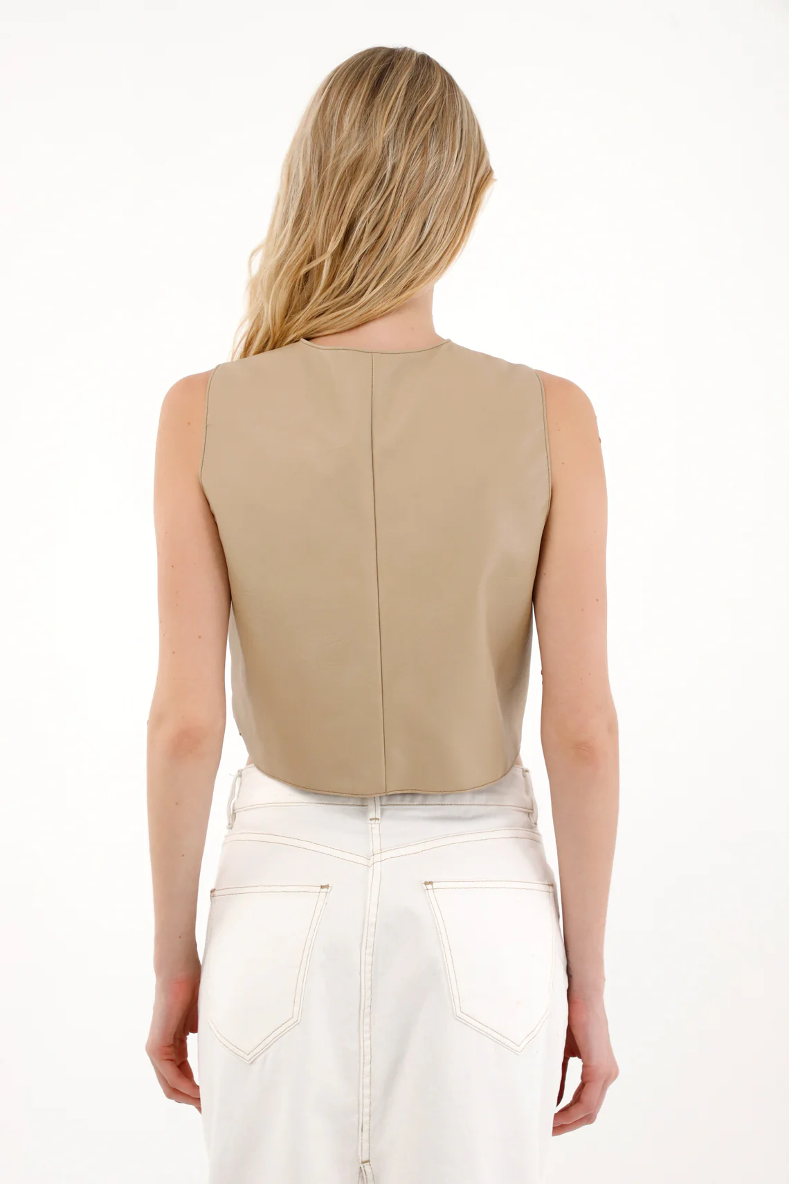 Open Vest with Studs Off-White for Women - Image 3