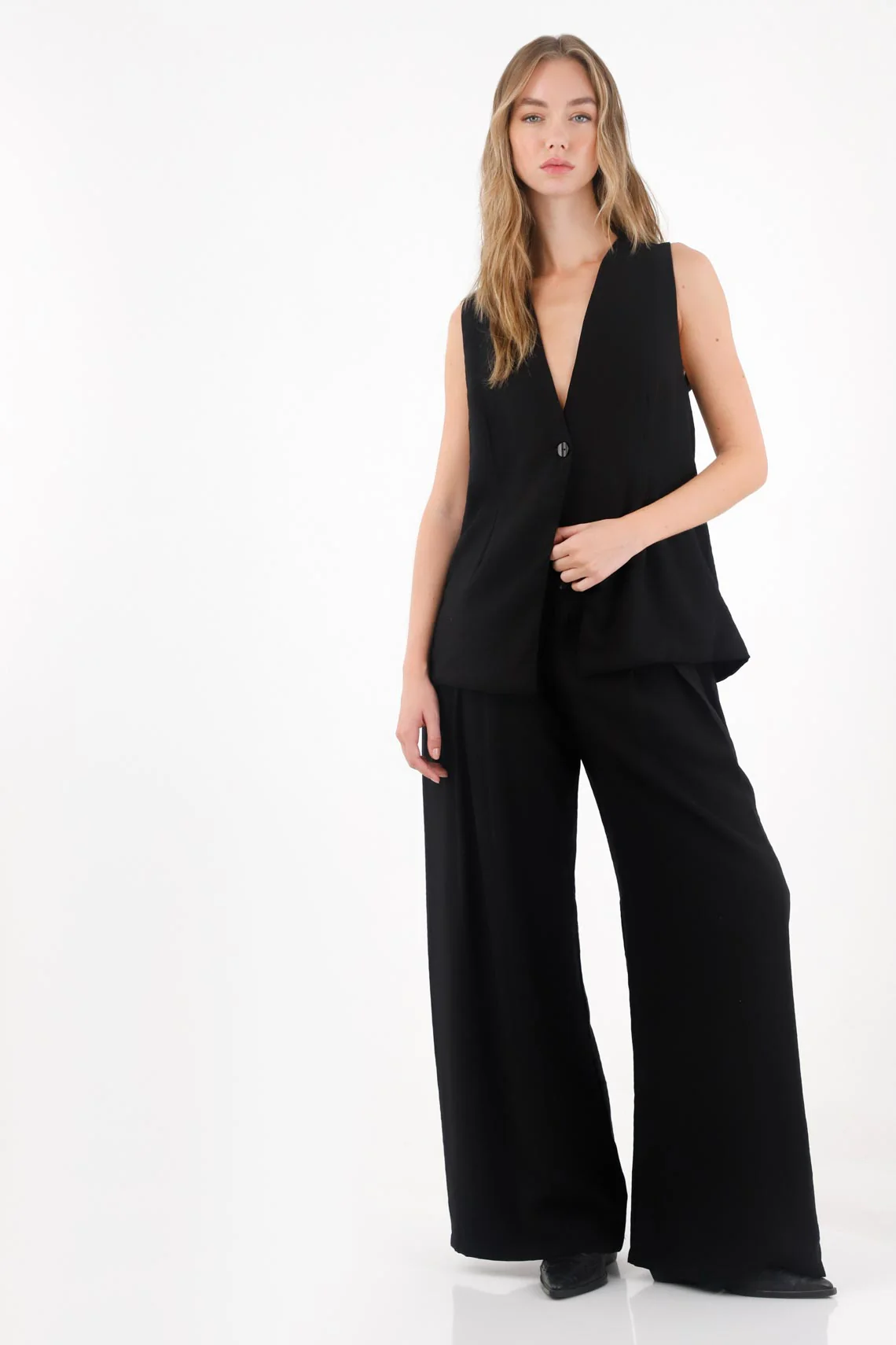 Black V-Neck Vest for Women