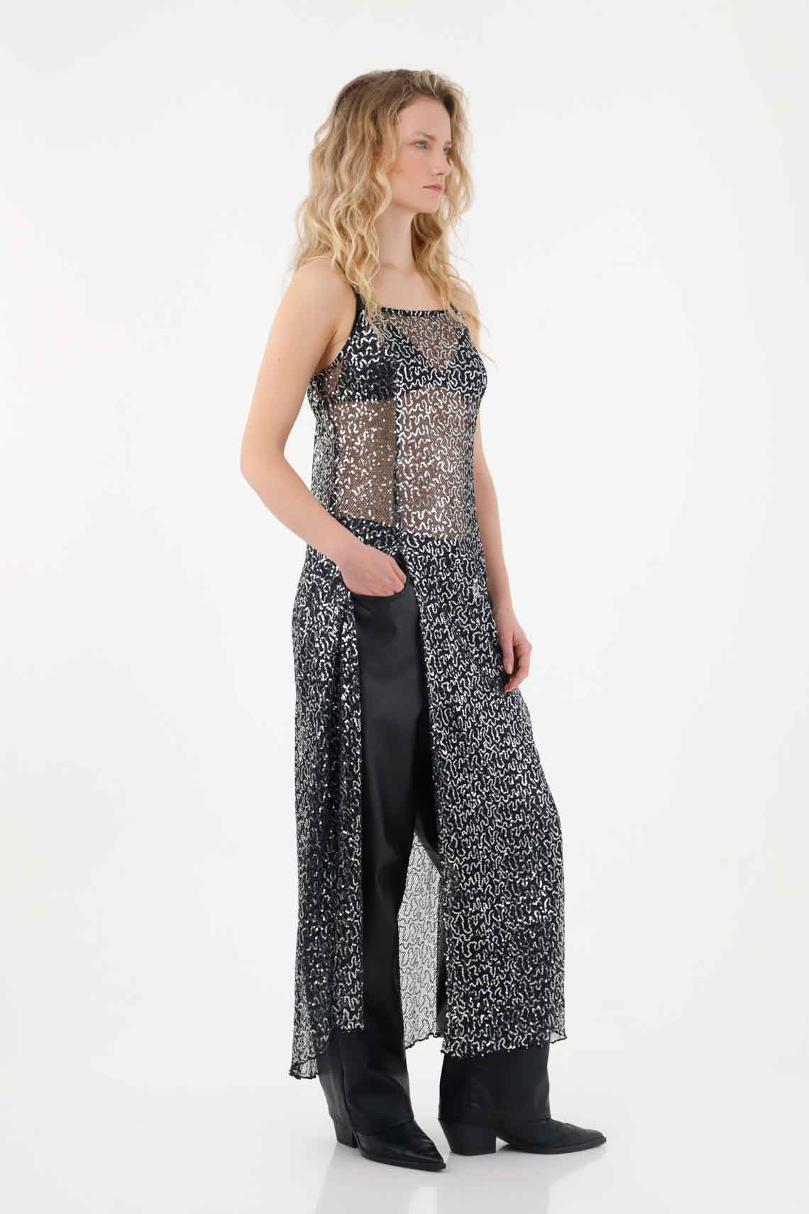 Black Sequin Cover Up for Women - Image 2
