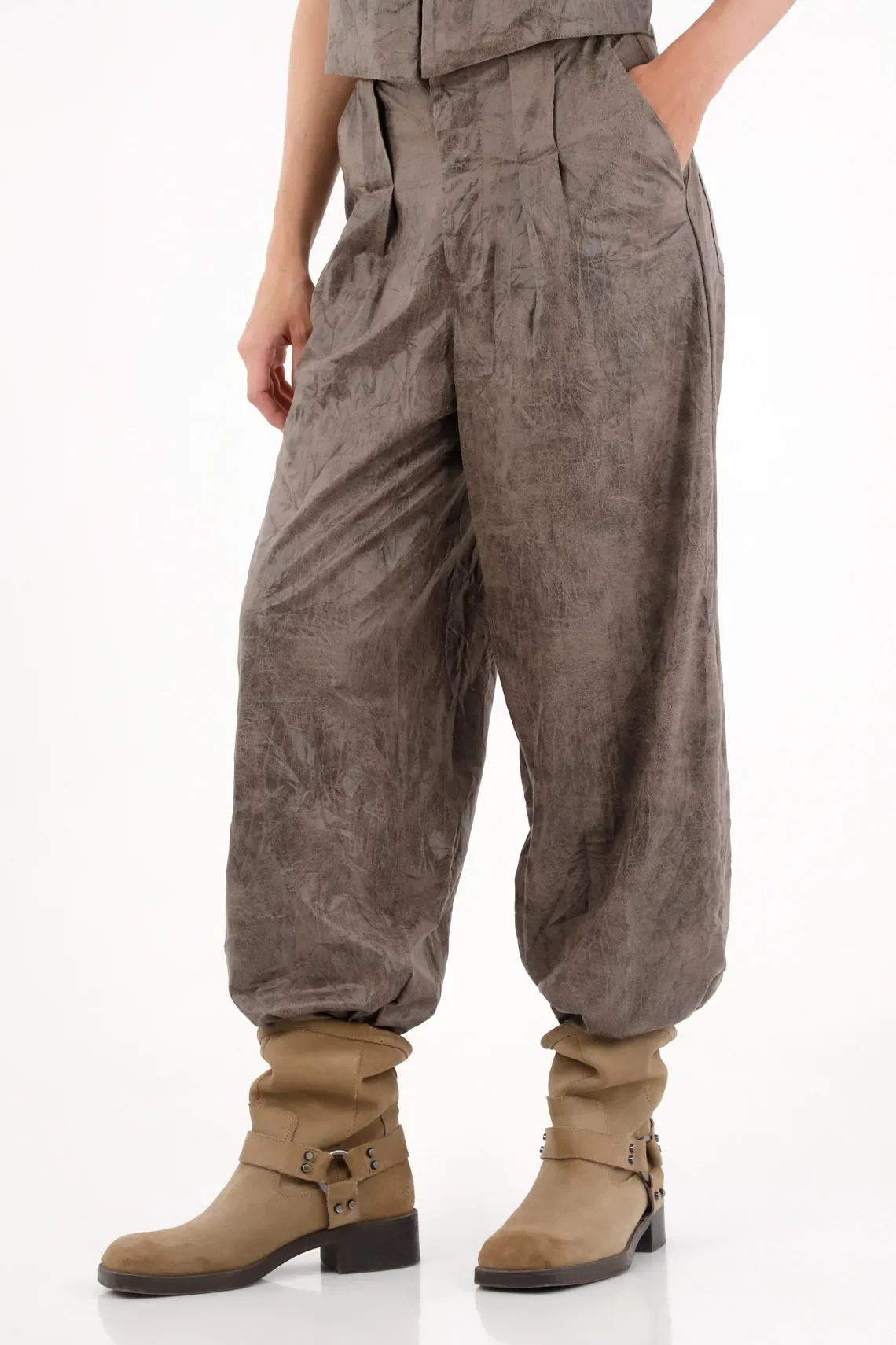 Brown Soft Texture Jogger Pant for Women - Image 2