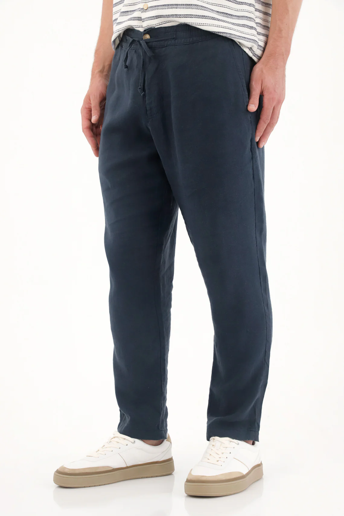 Blue 100% Linen Chino Pants for Men - Image 4
