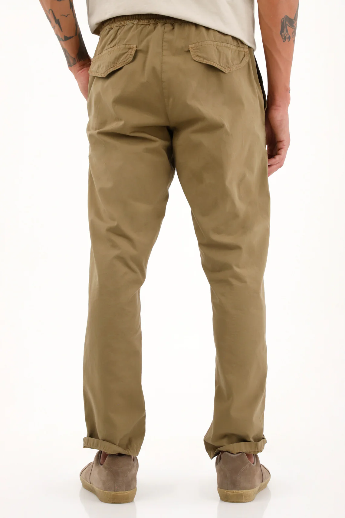 Men's Straight Pants with Brown Drawstring Waistband - Image 4