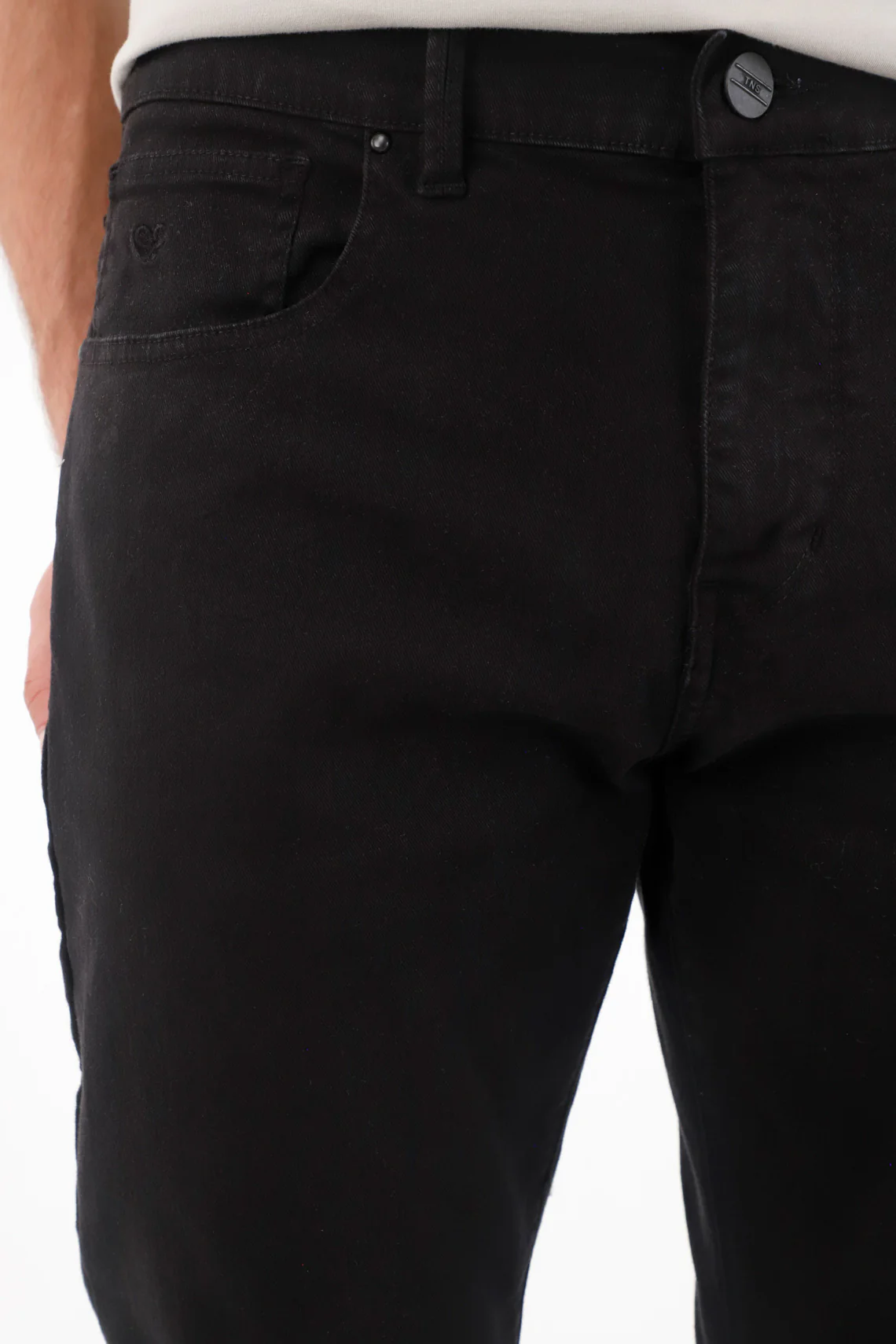 Straight Leg Five Pocket Black Pants for Men - Image 3