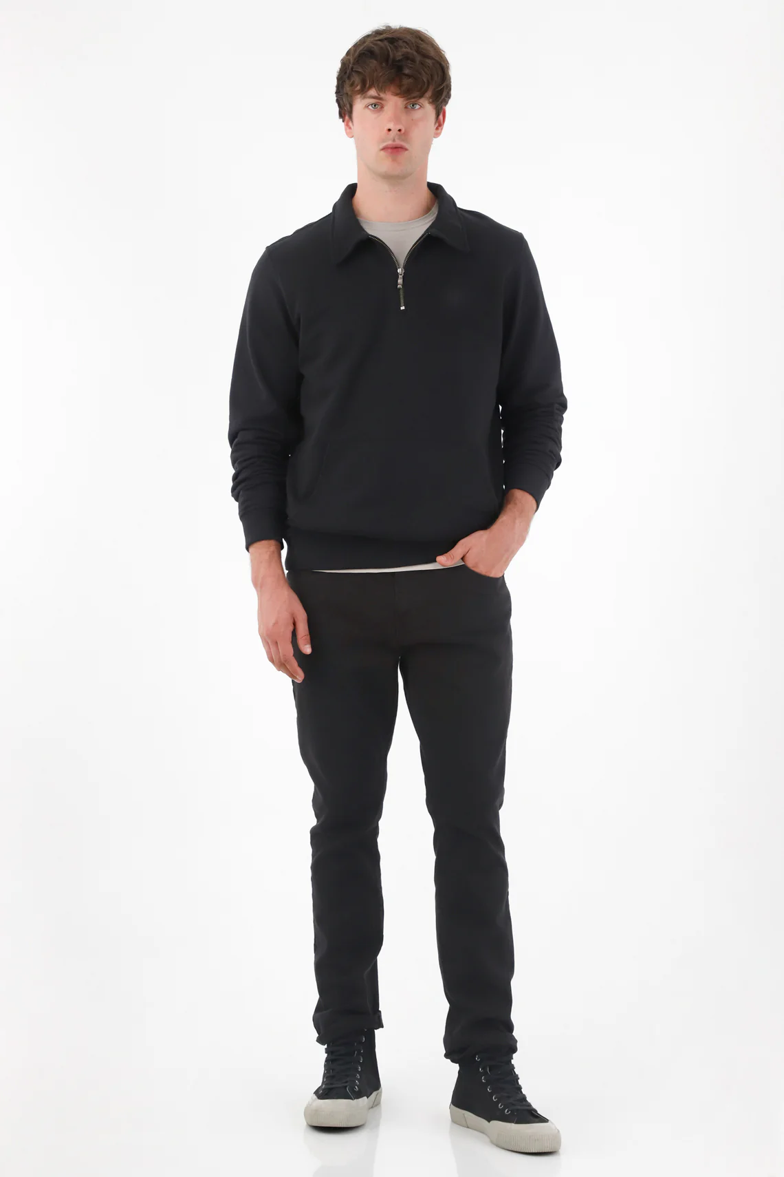 Straight Leg Five Pocket Black Pants for Men - Image 4