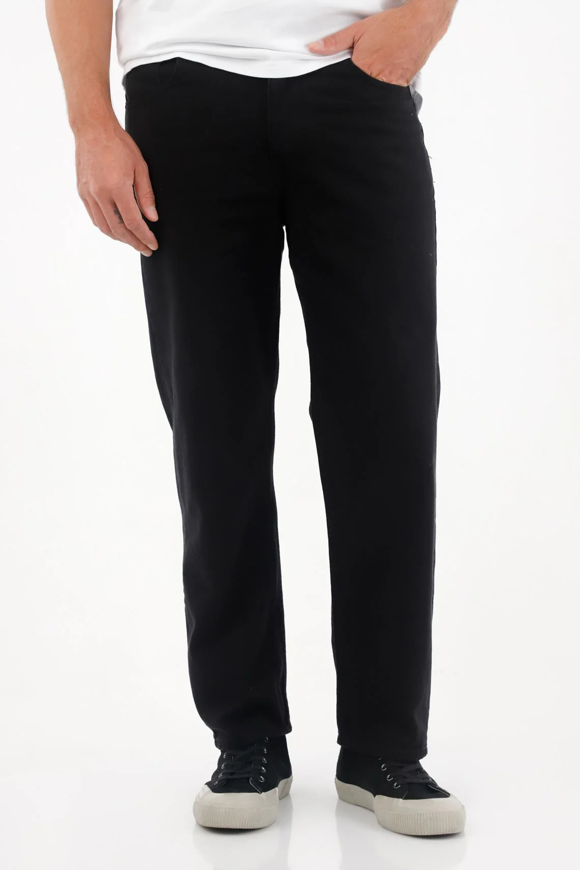 Loose Pants in Black Bull Denim for Men