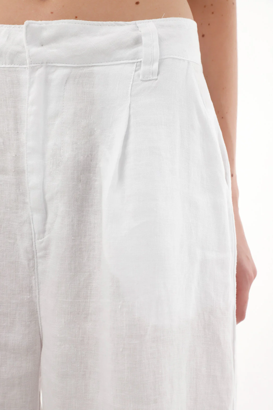 Wide Leg Pants in 100% White Linen for Women - Image 3