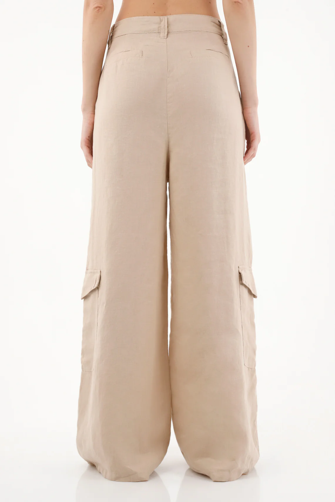 Wide Leg Pants in 100% Brown Linen for Women - Image 3