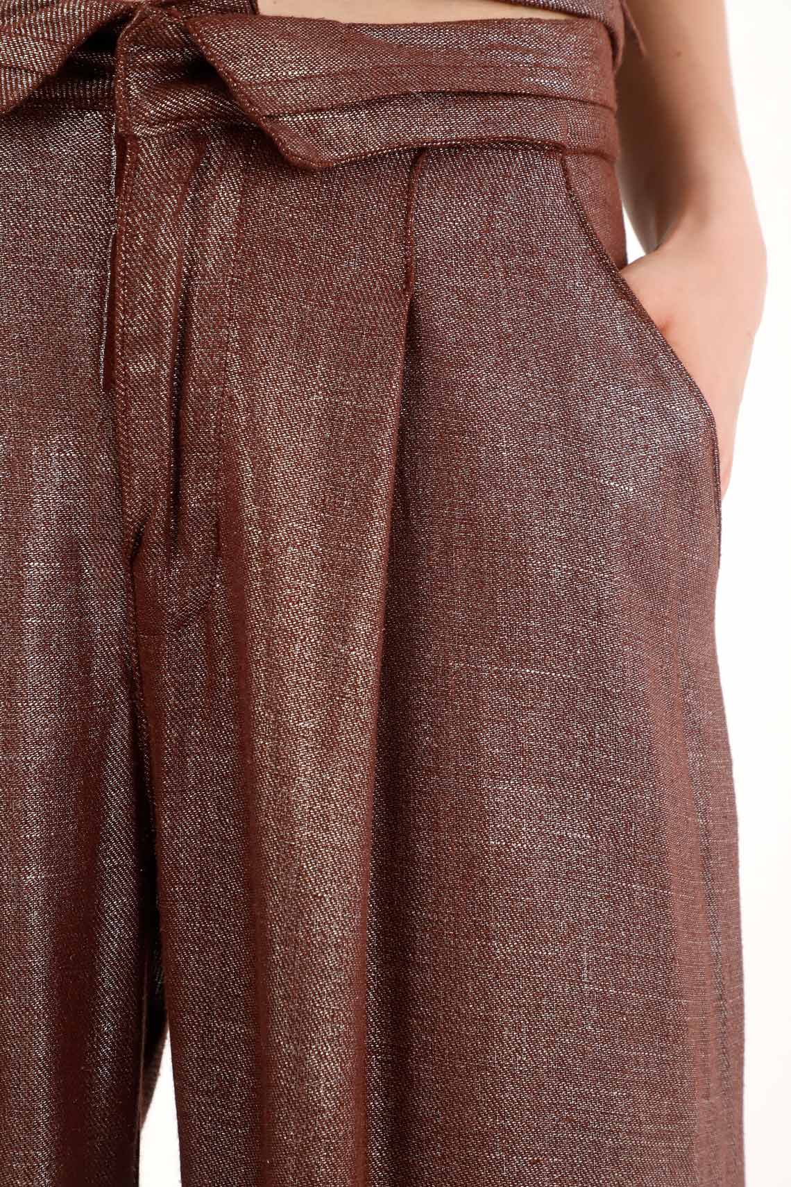 Metallic Effect Wide Leg Pants for Women - Image 3
