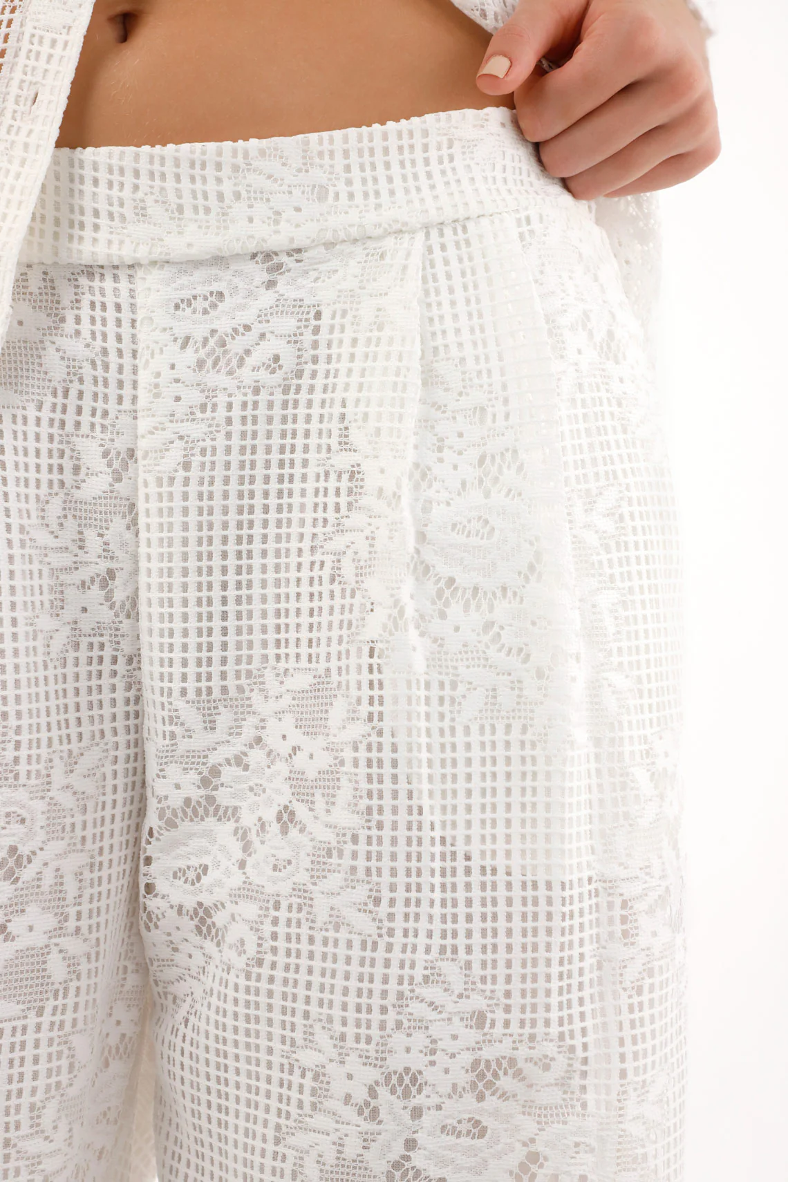 Women's Cream Embroidered Straight Pants - Image 3