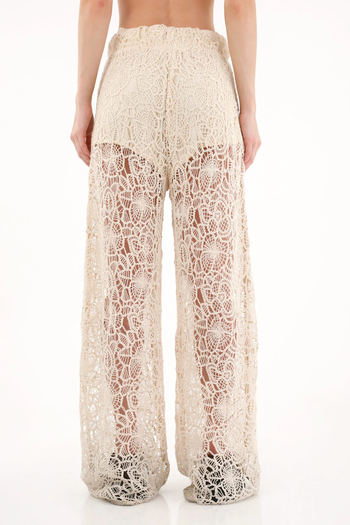 Women's Wide Leg Pants in Cream Lace - Image 4