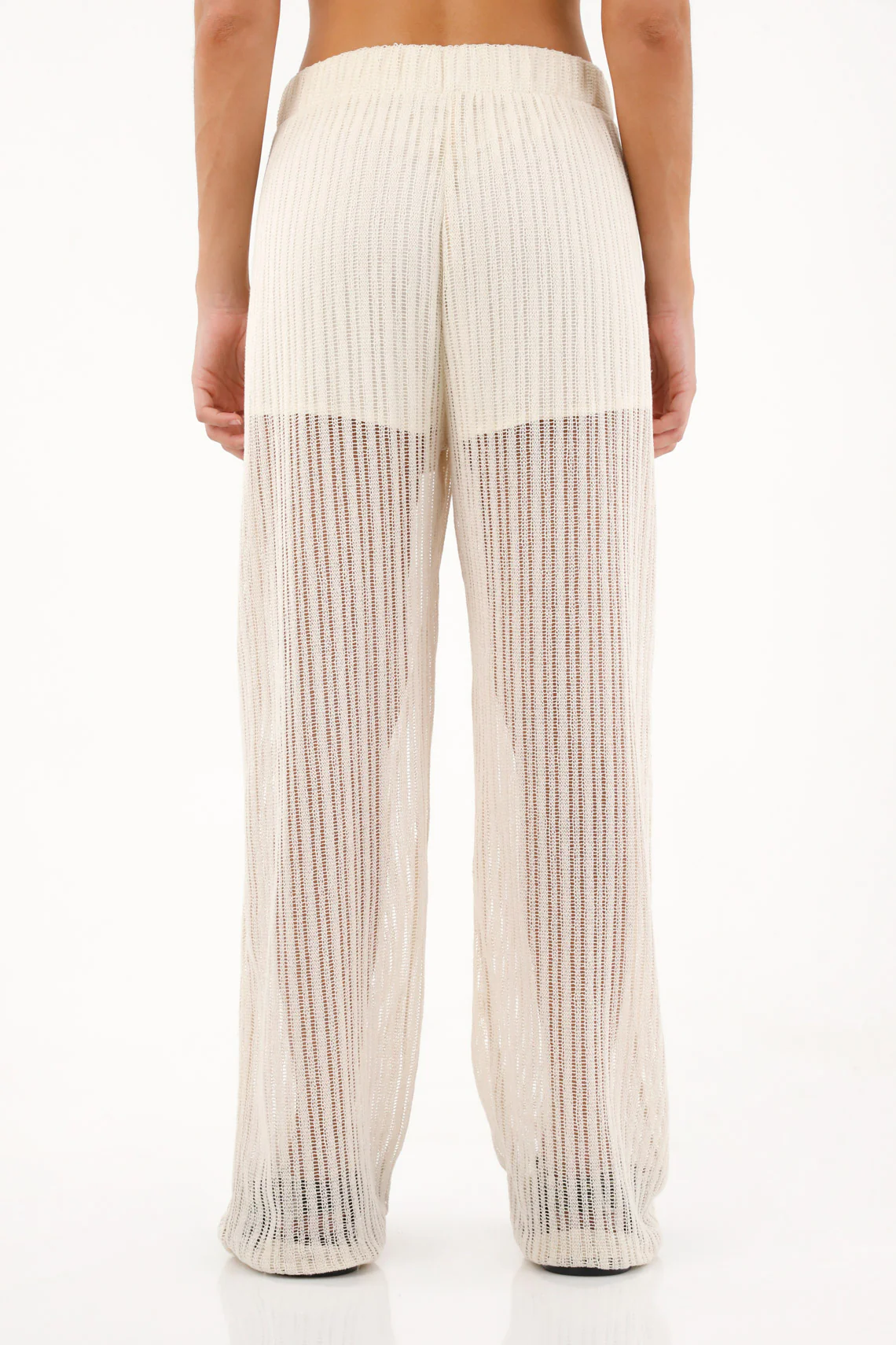 Women's Straight-Leg Open Weave Pants in Cream - Image 4
