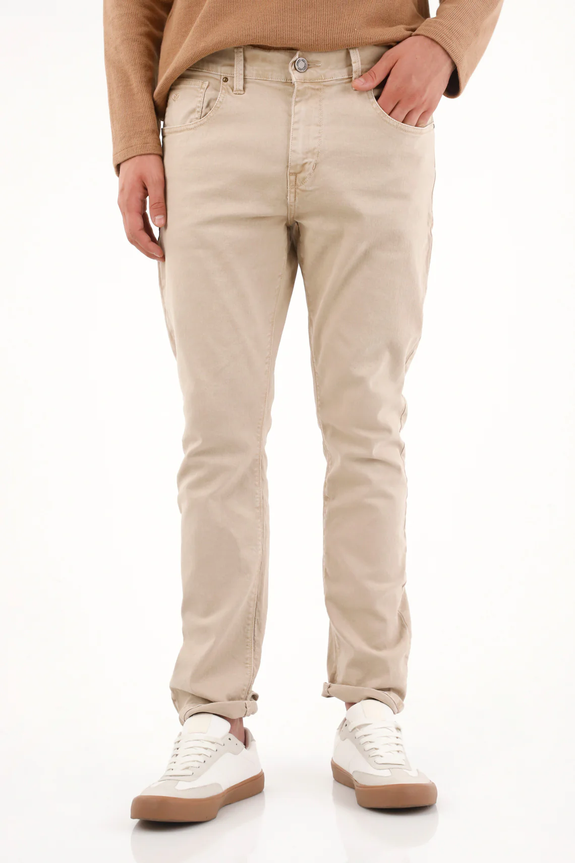 Straight Pants with Five Pockets Off-White for Men - Image 3