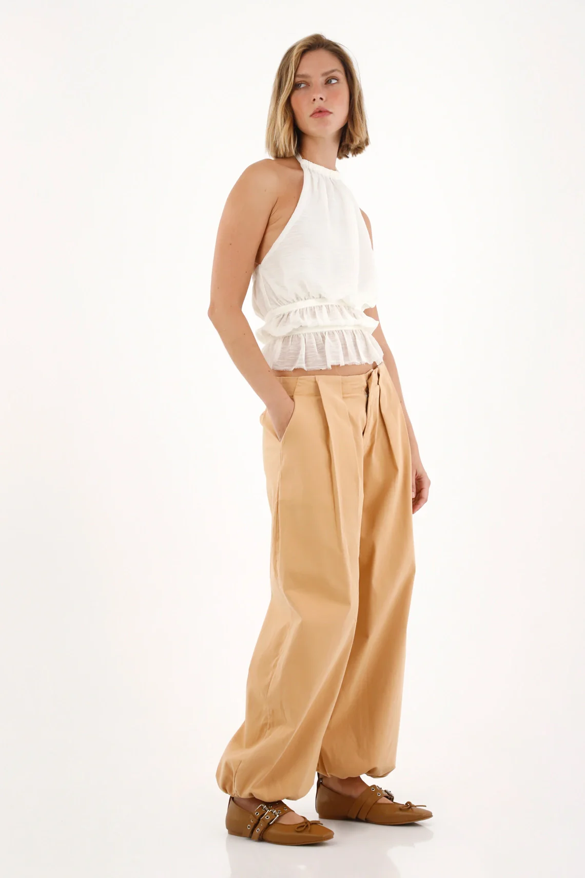 Brown Harem Pants for Women - Image 2