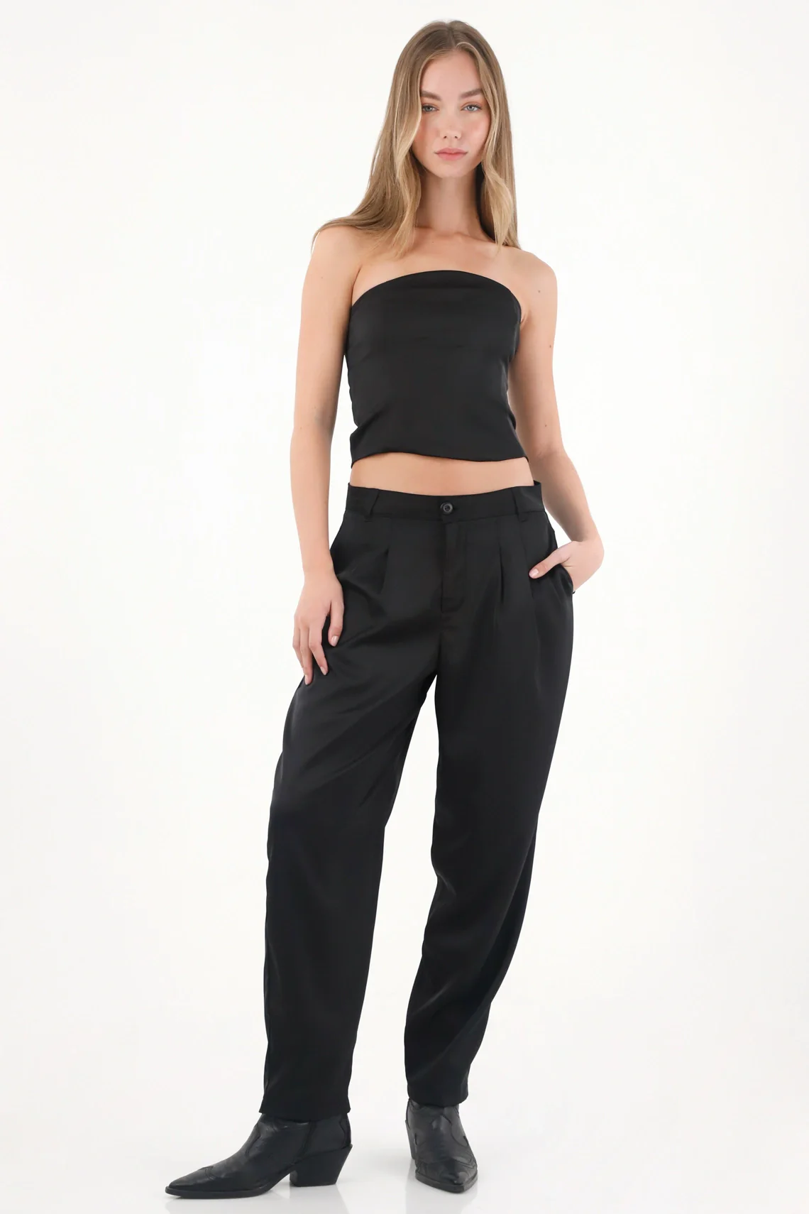 Elegant Fluid Fabric Black Pants for Women