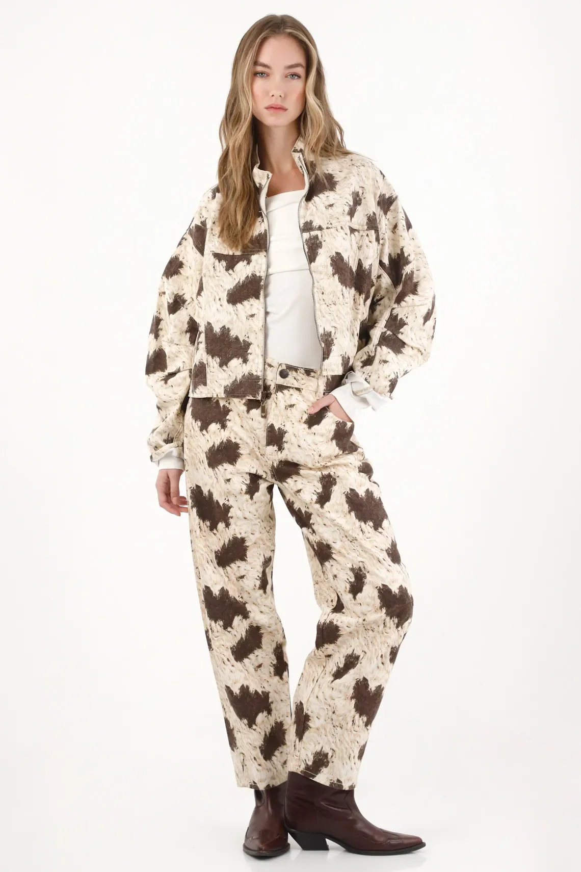 Barrel Pants in Printed Drill for Women
