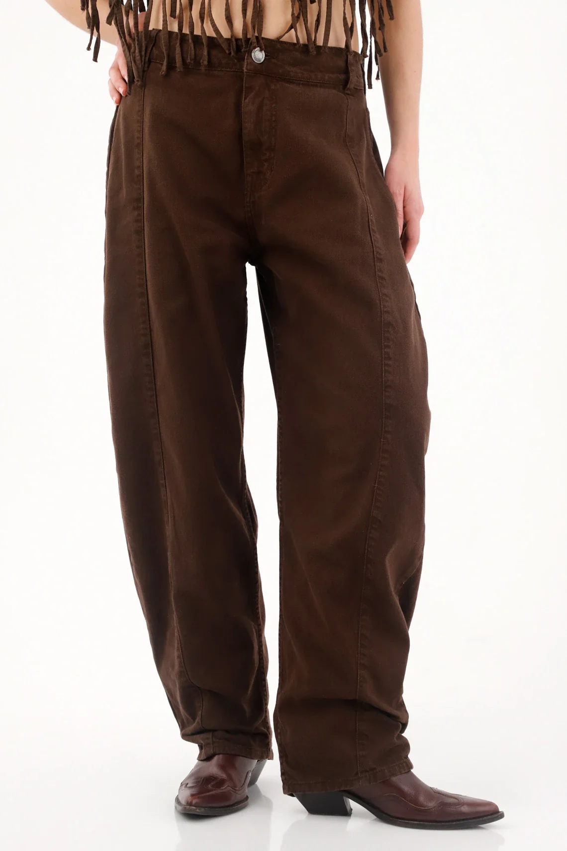 Barrel Pants with Pockets in Brown for Women - Image 2