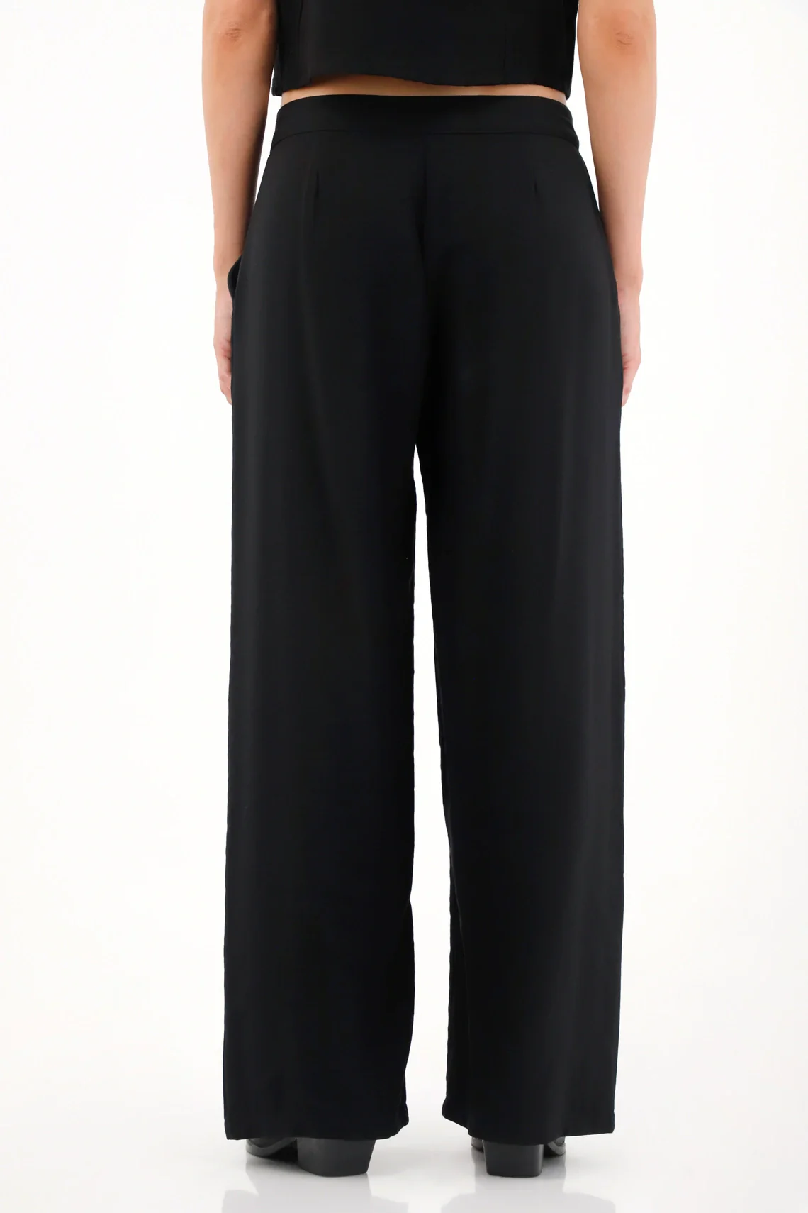 Straight Pants with Pleats in Front Black for Women - Image 4