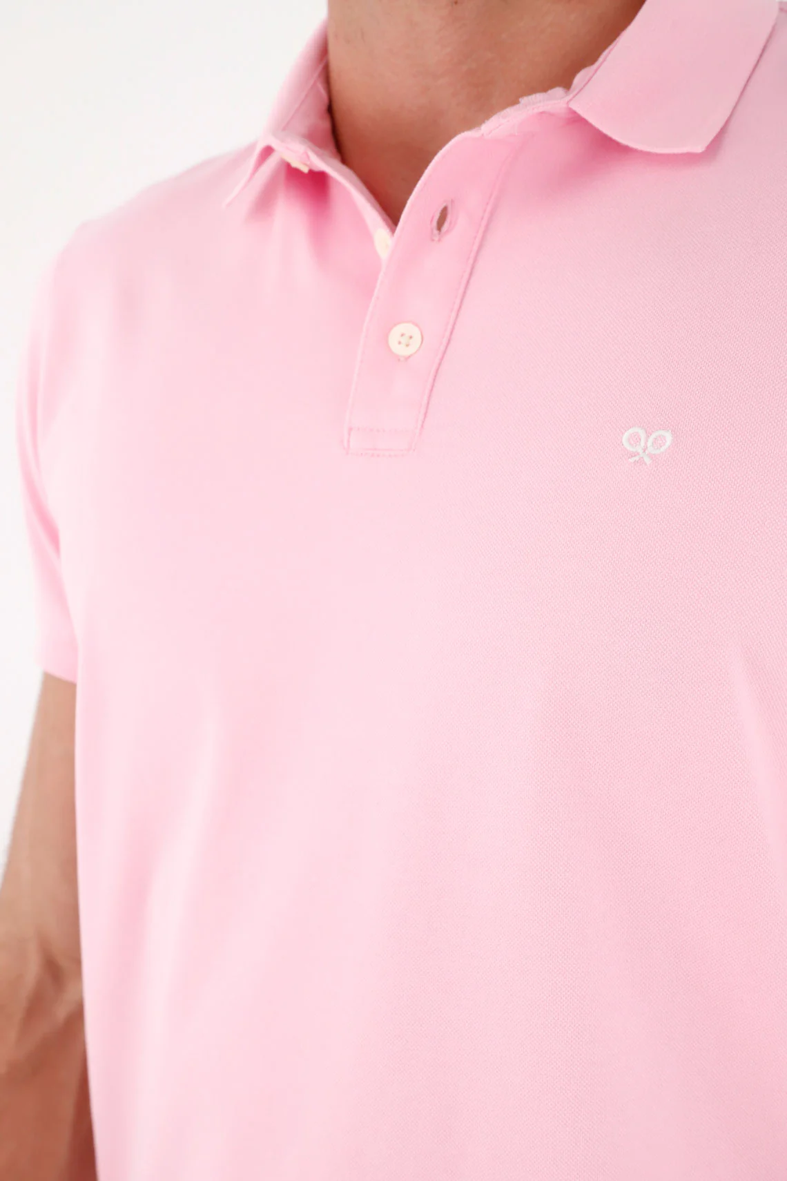 Regular Fit Pink Cotton Polo for Men with Solid Pastel Tone - Image 2