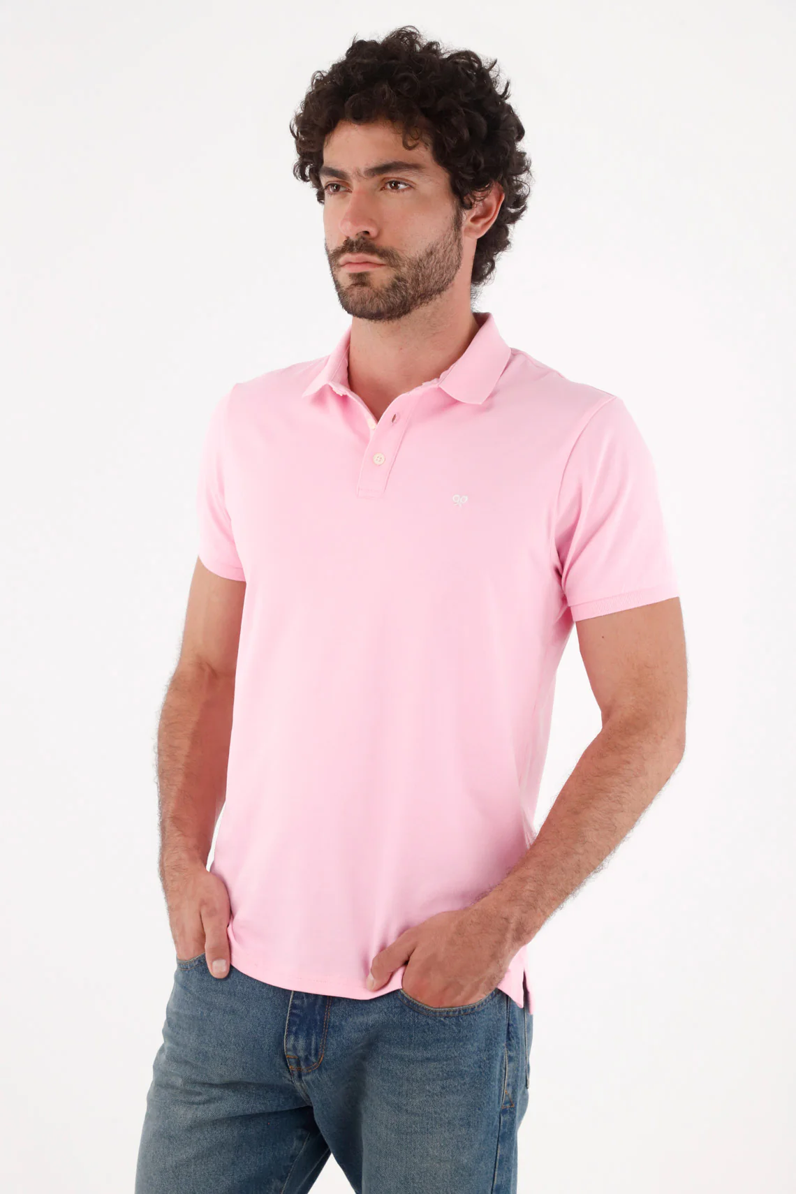 Regular Fit Pink Cotton Polo for Men with Solid Pastel Tone - Image 3