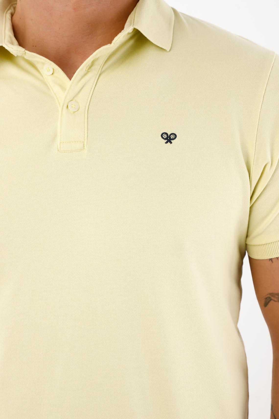 Yellow Antipilling Lycra Piqué Polo for Men - Image 2